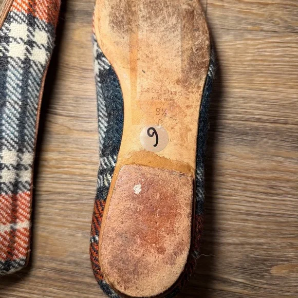 Kate Spade Plaid Mary Jane Flats Leather Trim 9.5 - Picture 10 of 12